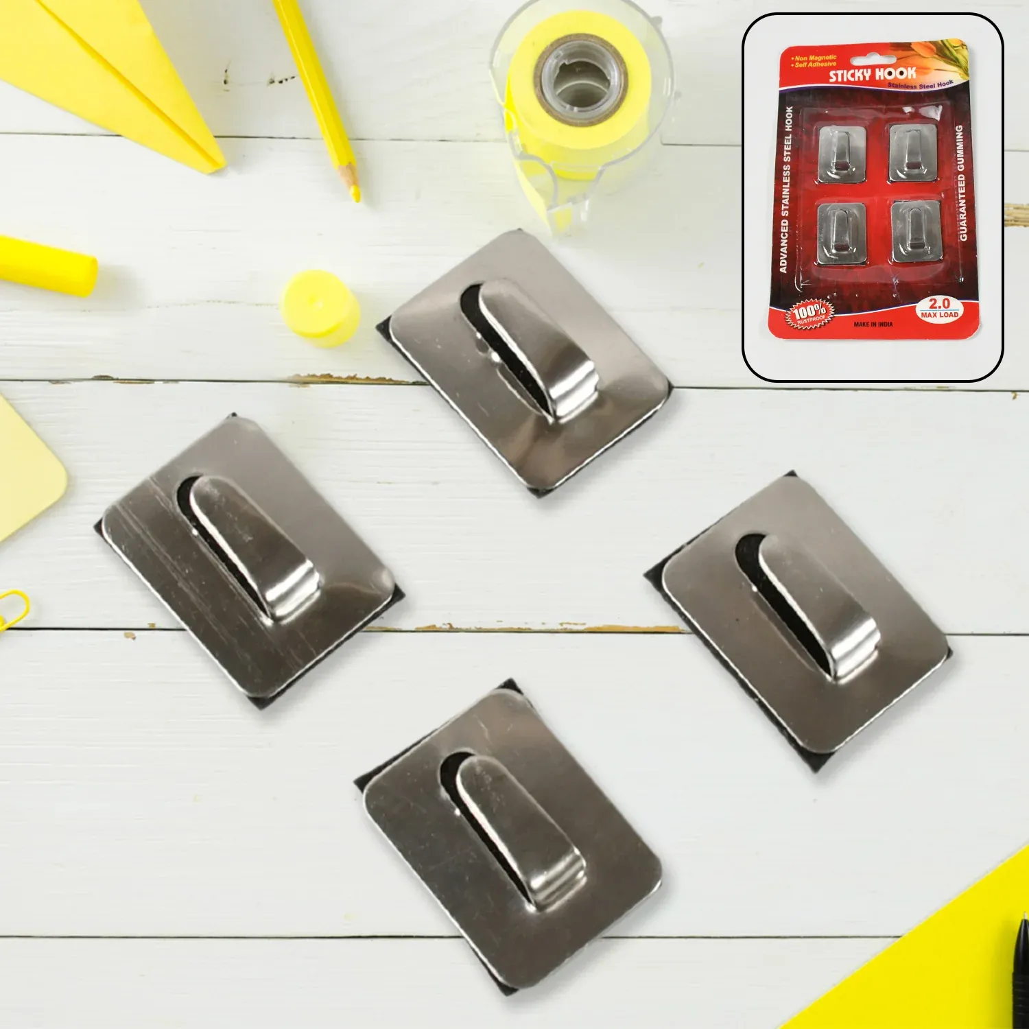 Premium Self-Adhesive Wall Hooks – Heavy Duty Steel | GlimmerHome - Buy Online at Alikart