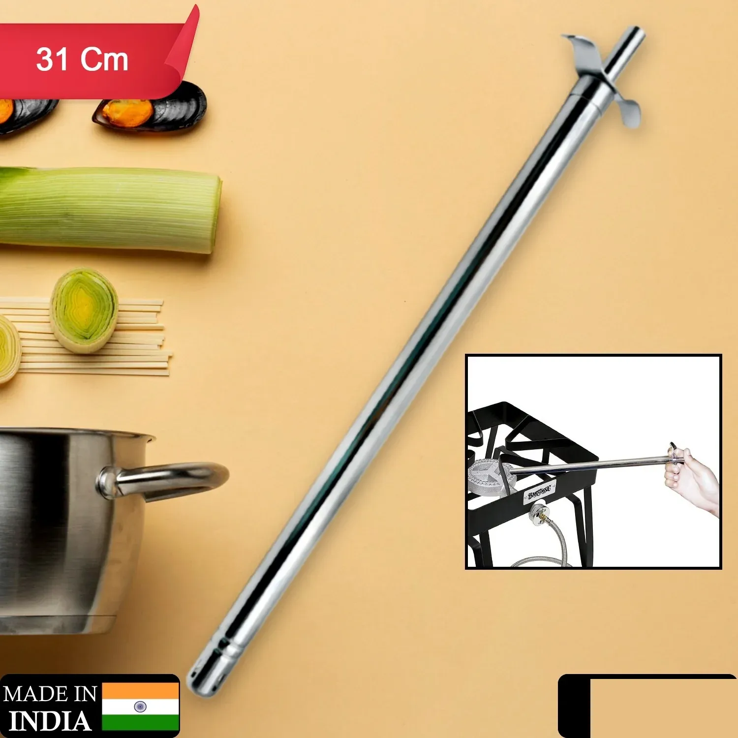 Stainless Steel Gas Lighter – Long Spark for Kitchen | CookAura - Detailed Feature View 9