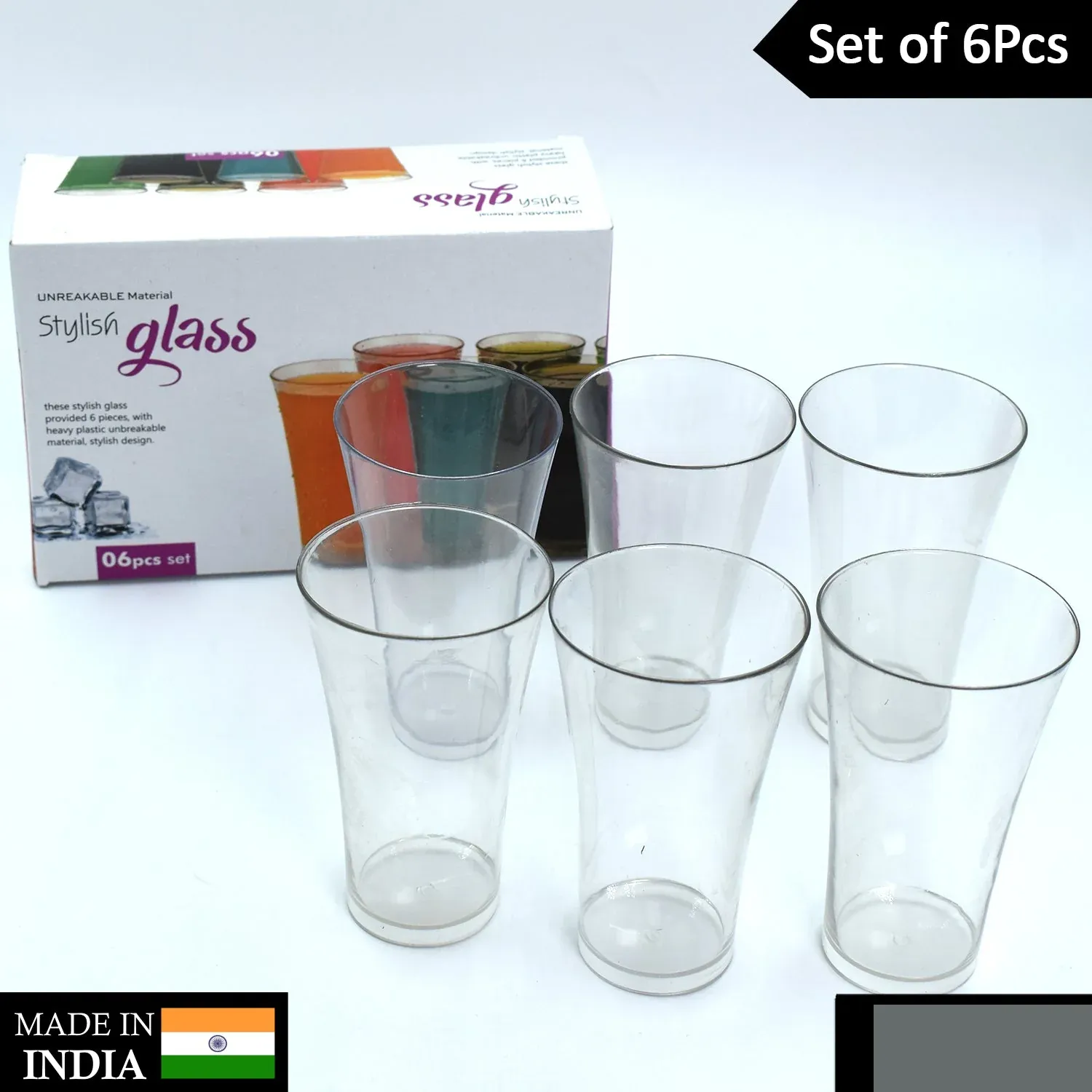 Premium Transparent Plastic Drinking Glasses – Durable Set of 6 | Serve Stellar - Buy Online at Alikart