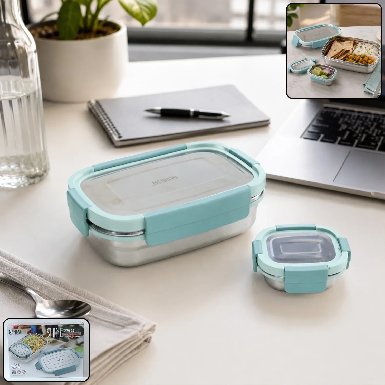 Stainless Steel Lunch Box Set – Leak-Resistant & Easy to Carry - Detailed Feature View 2