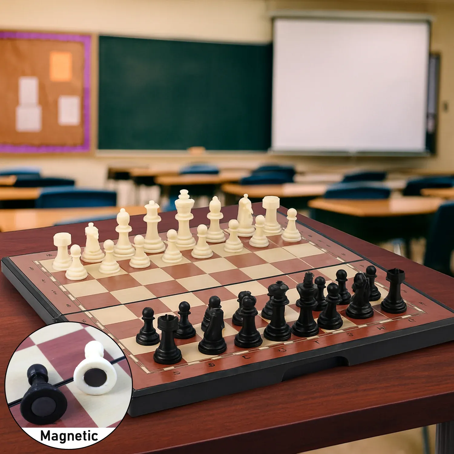 Premium Portable Chess Set – Foldable, Travel-Friendly Vinyl Board with Plastic Pieces - Buy Online at Alikart