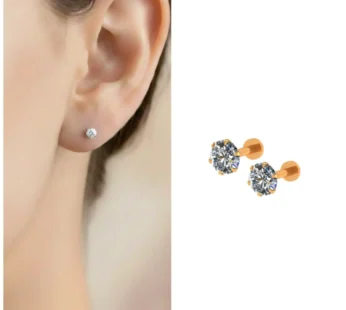 Solitaire Stud Earrings – Gold Plated Flat Back Combo Pack