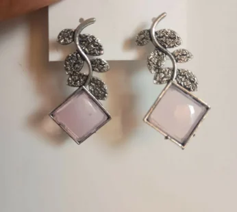 Premium Oxidised Peacock Design Pink Stone Stud Earrings with Pearl…