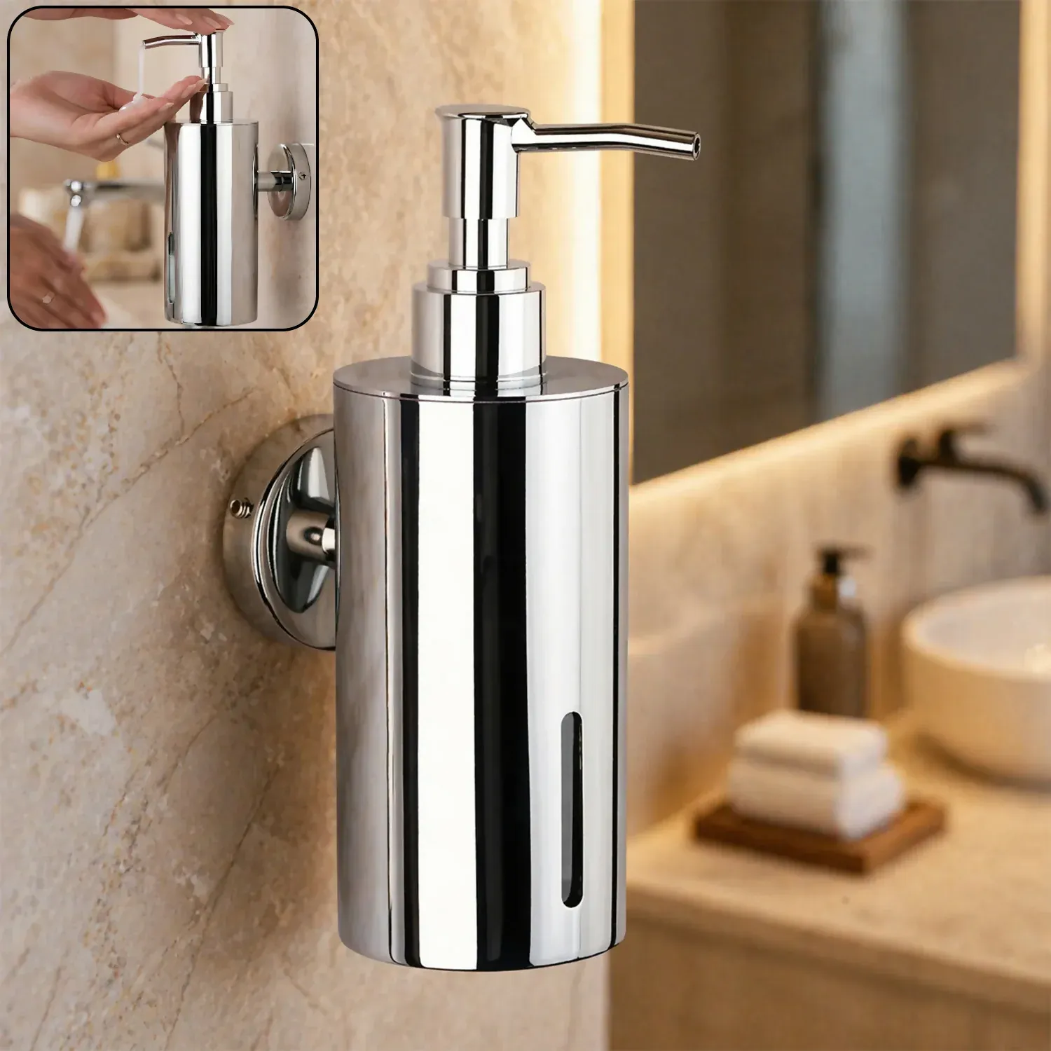 Premium Stainless Steel Wall-Mounted Liquid Soap Dispenser – Modern & Durable - Buy Online at Alikart