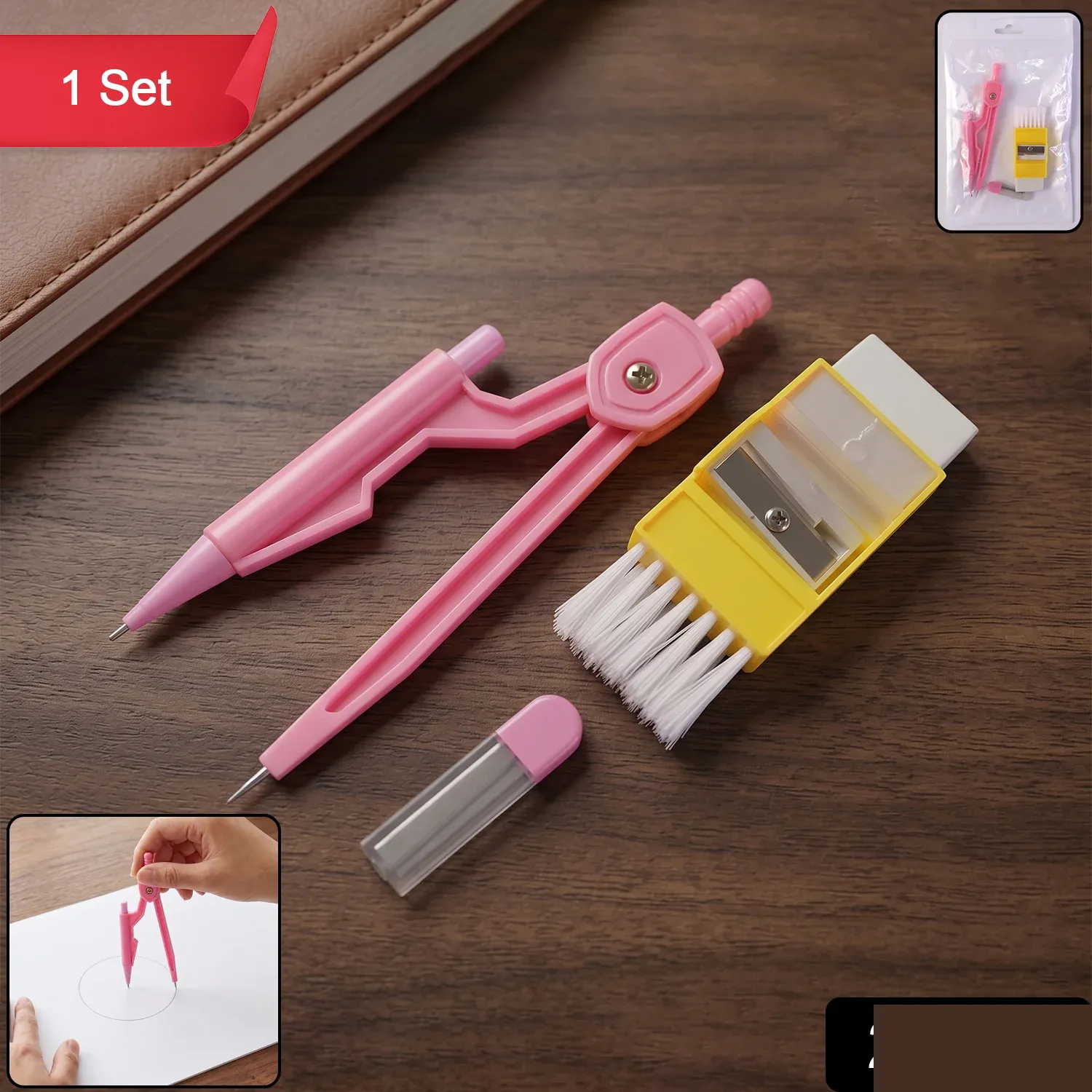 Kids Mini Stationery Set – Complete Geometry Tools for School - Detailed Feature View 1