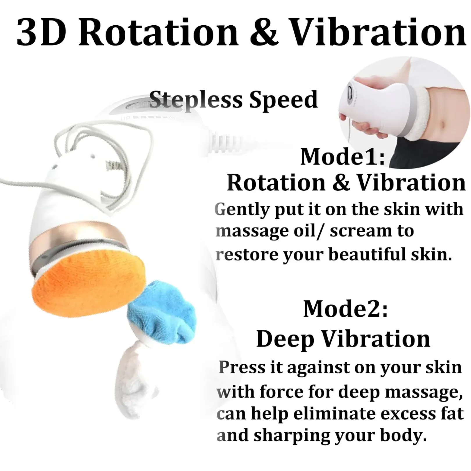 Body Sculpting Massager – 3 Pads, Adjustable Speeds | VelvaBloom - Detailed Feature View 5