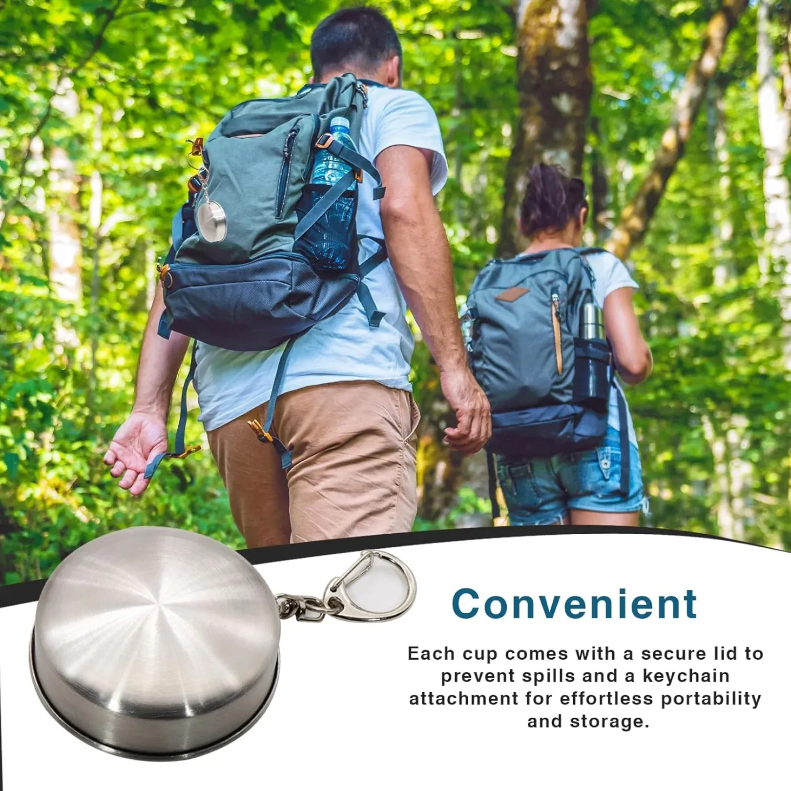 Folding Camping Cup – Stainless Steel Portable with Keychain | hydrozilla - Detailed Feature View 4