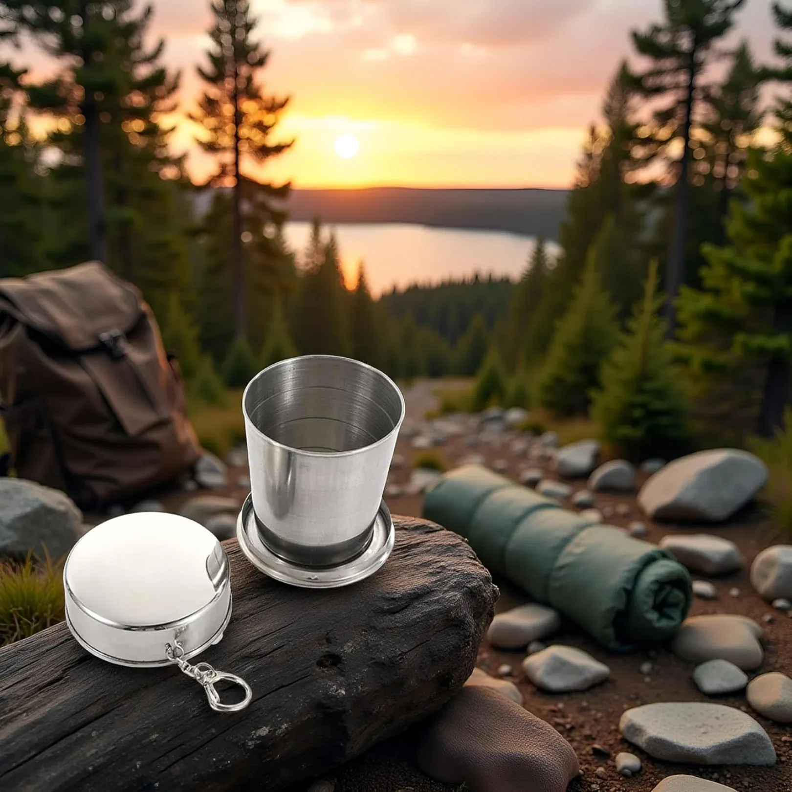 Folding Camping Cup – Stainless Steel Portable with Keychain | hydrozilla - Detailed Feature View 5