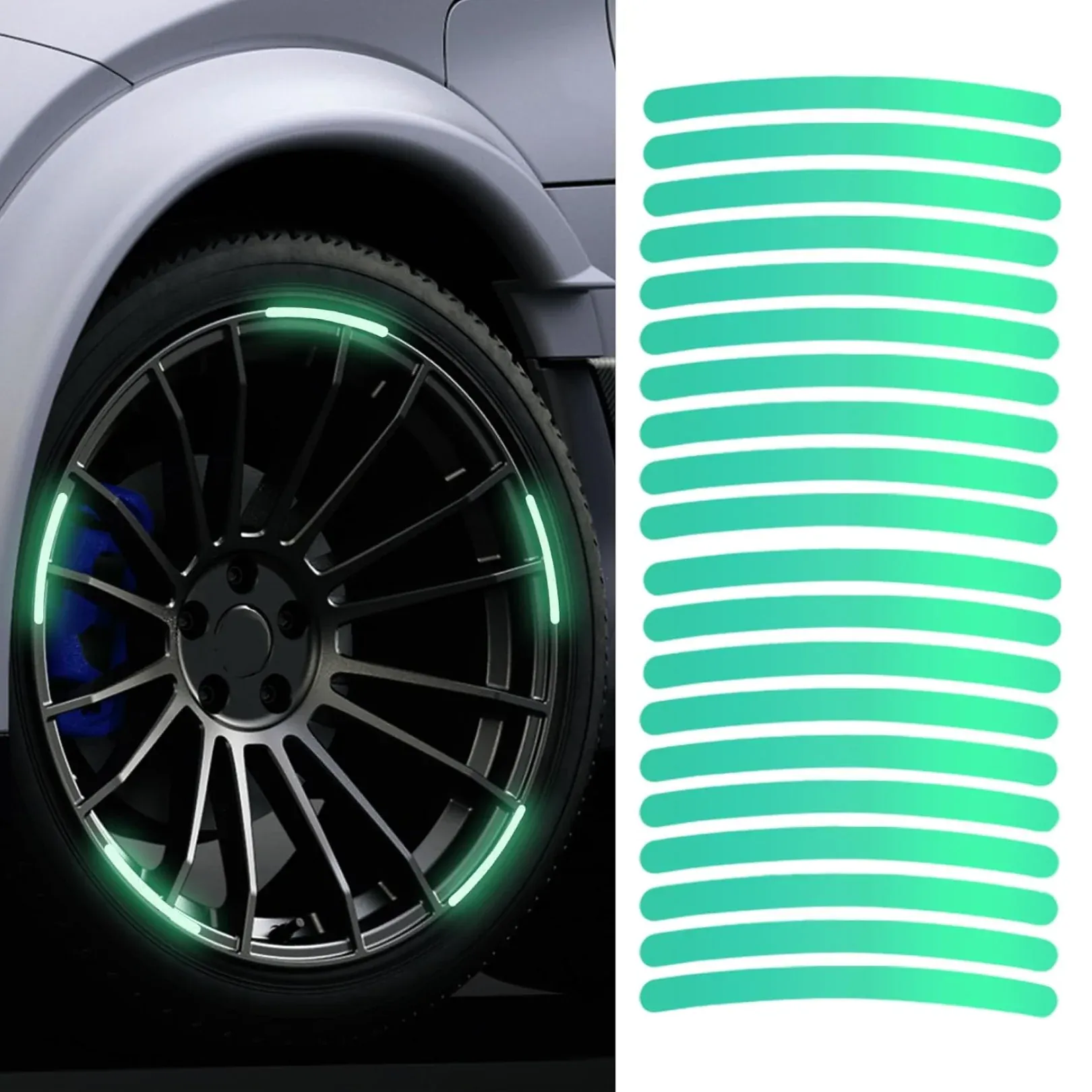 Premium Reflective Car Wheel Stickers – Multicolored 20 Pcs for Night Safety | Velvet Wheels - Buy Online at Alikart