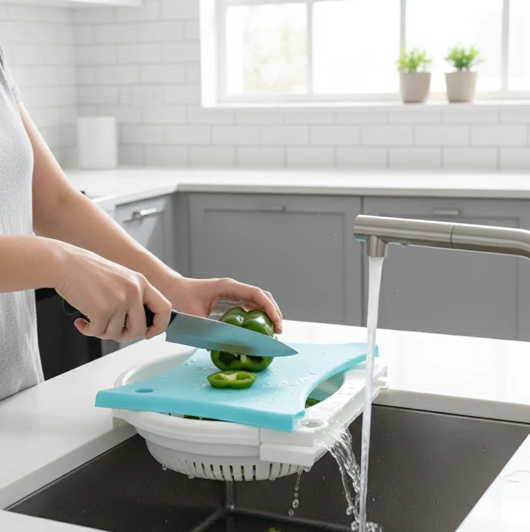 Vegetable Cutter and Washer – Adjustable 2-in-1 Kitchen Tool | Quickslice - Detailed Feature View 2