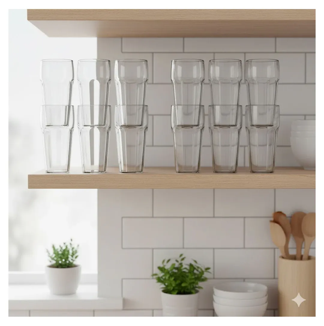 Transparent Smoothie Glass Set – 6 Durable 300ml Tumblers - Detailed Feature View 5
