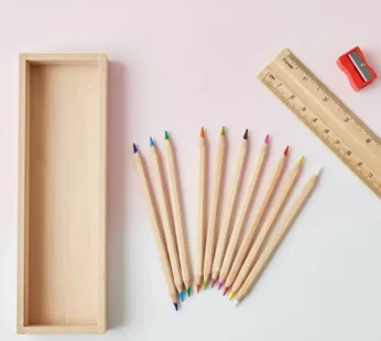 Wooden Pencil Set – 12 Pcs with Box & Sharpener | TinyTrendy