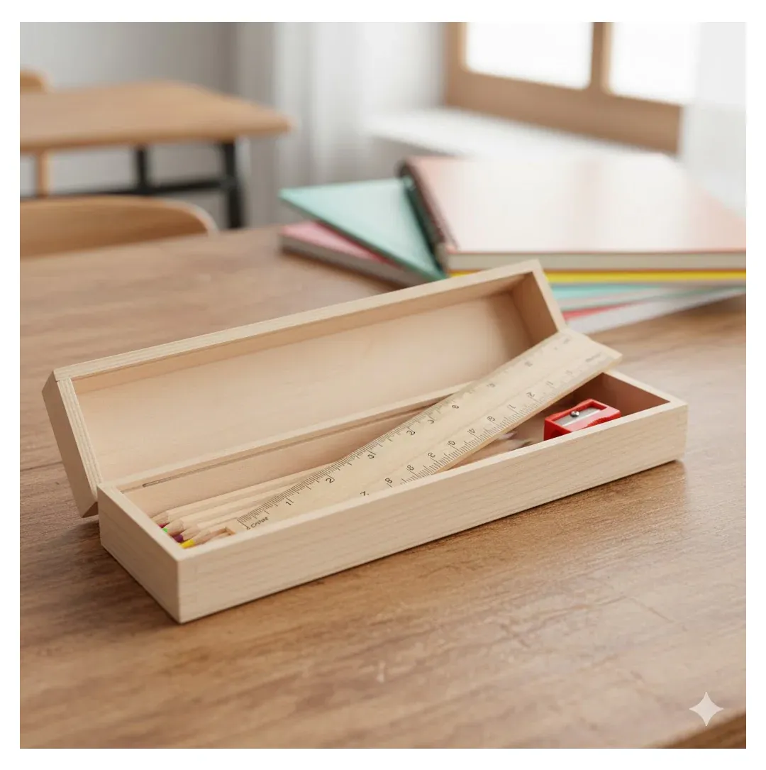 Wooden Pencil Set – 12 Pcs with Box & Sharpener | TinyTrendy - Detailed Feature View 3