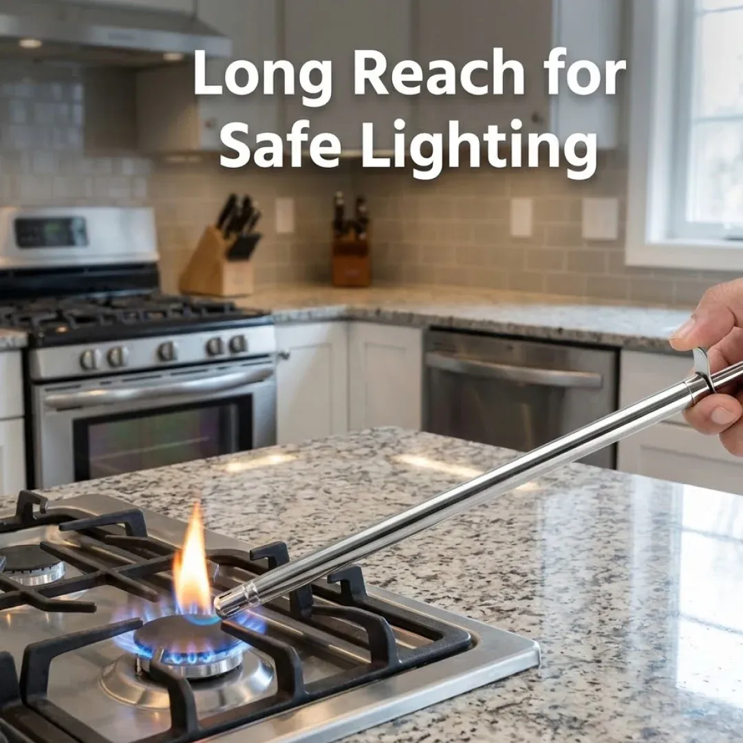 Stainless Steel Gas Lighter – Long Spark for Kitchen | CookAura - Detailed Feature View 4