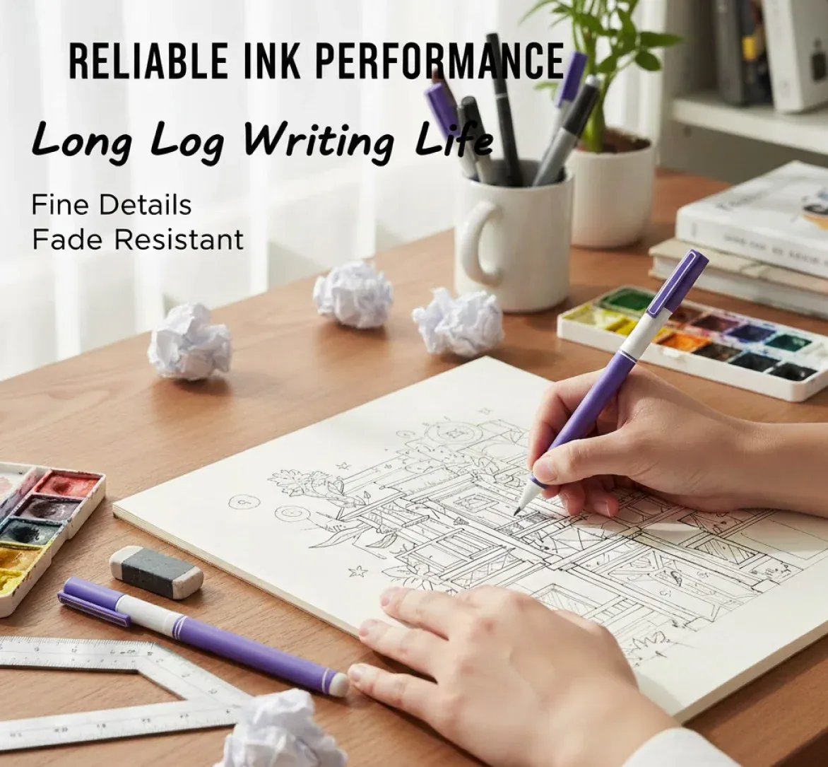 Black Gel Pen 0.5mm Fine Tip – Smooth Precise Writing - Detailed Feature View 8