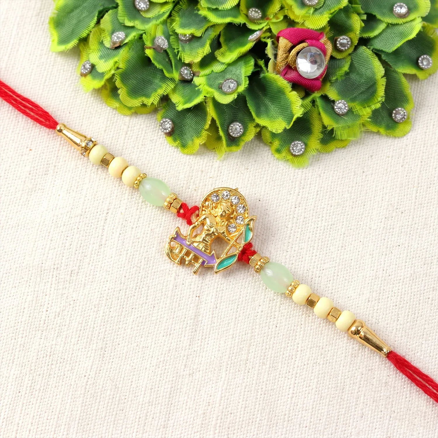 Premium Rakshabandhan Lord Ram Rakhi – Traditional Beaded Wrist Thread - Buy Online at Alikart