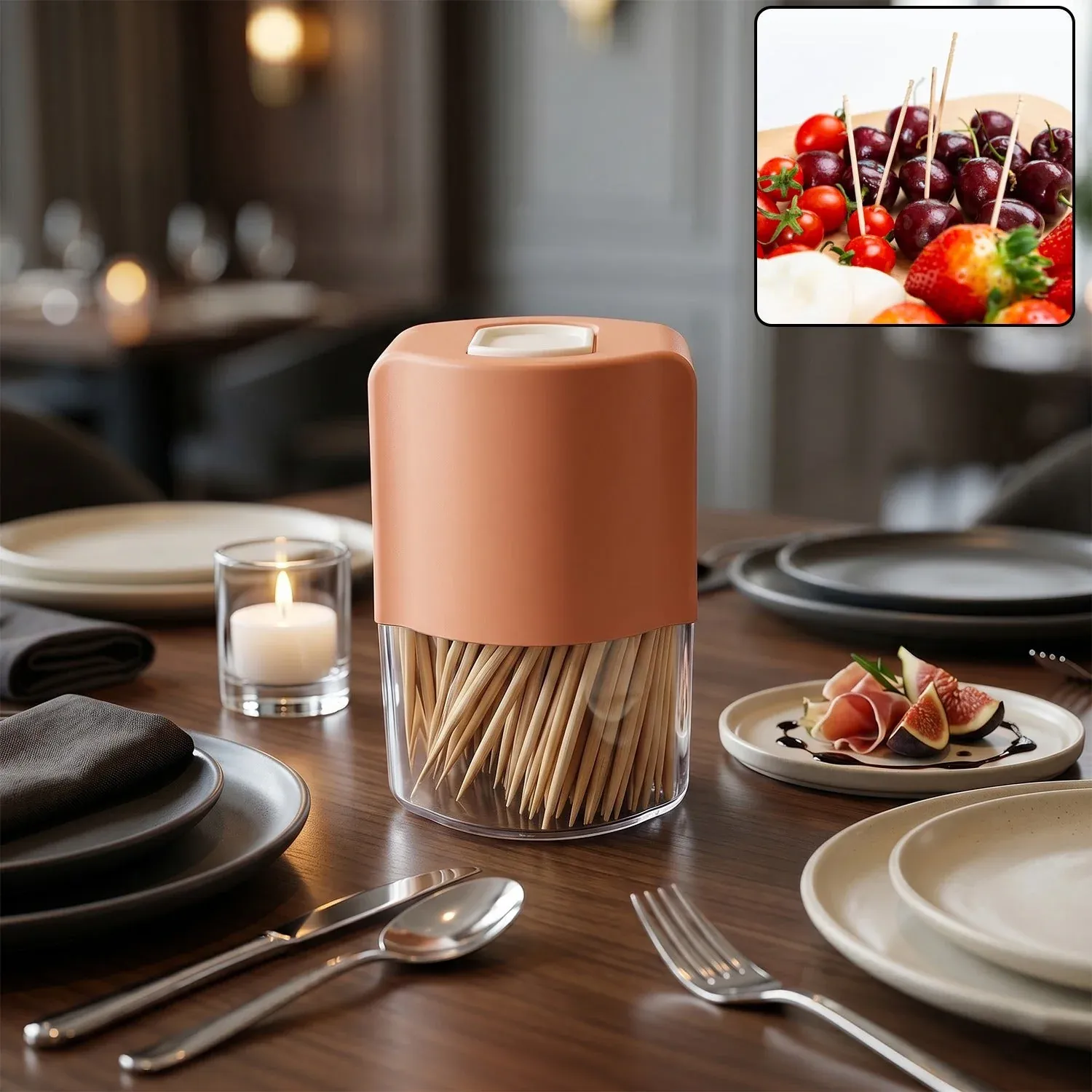 Premium Toothpick Dispenser – Hygienic One-at-a-Time Pop-Up Design - Buy Online at Alikart