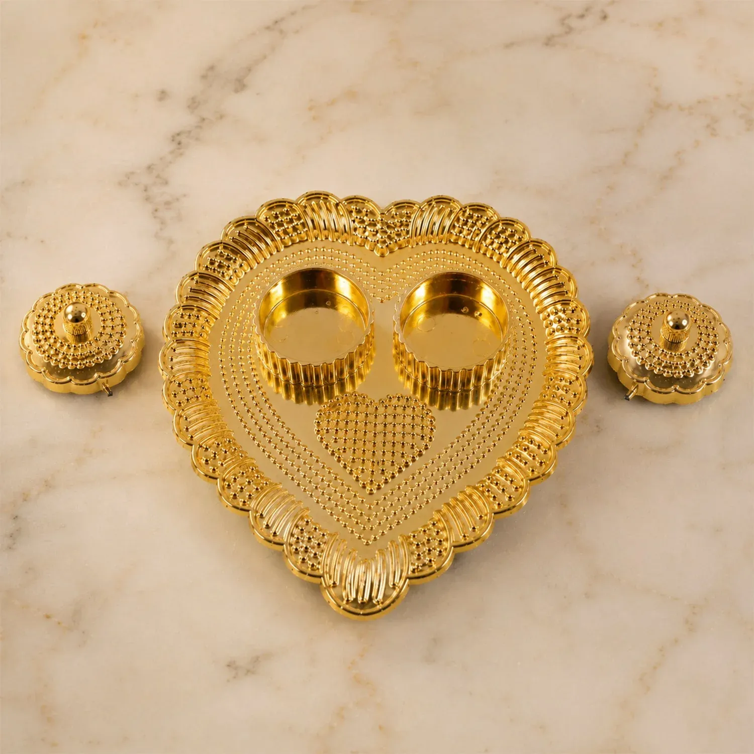 Heart Shaped Kumkum Holder – Elegant Puja Decor for Daily & Festive Rituals - Detailed Feature View 6