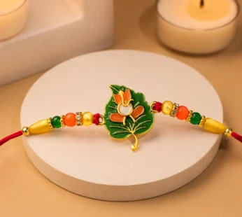 Tulsi Leaf Rakhi – Spiritual Blessings & Beaded Design