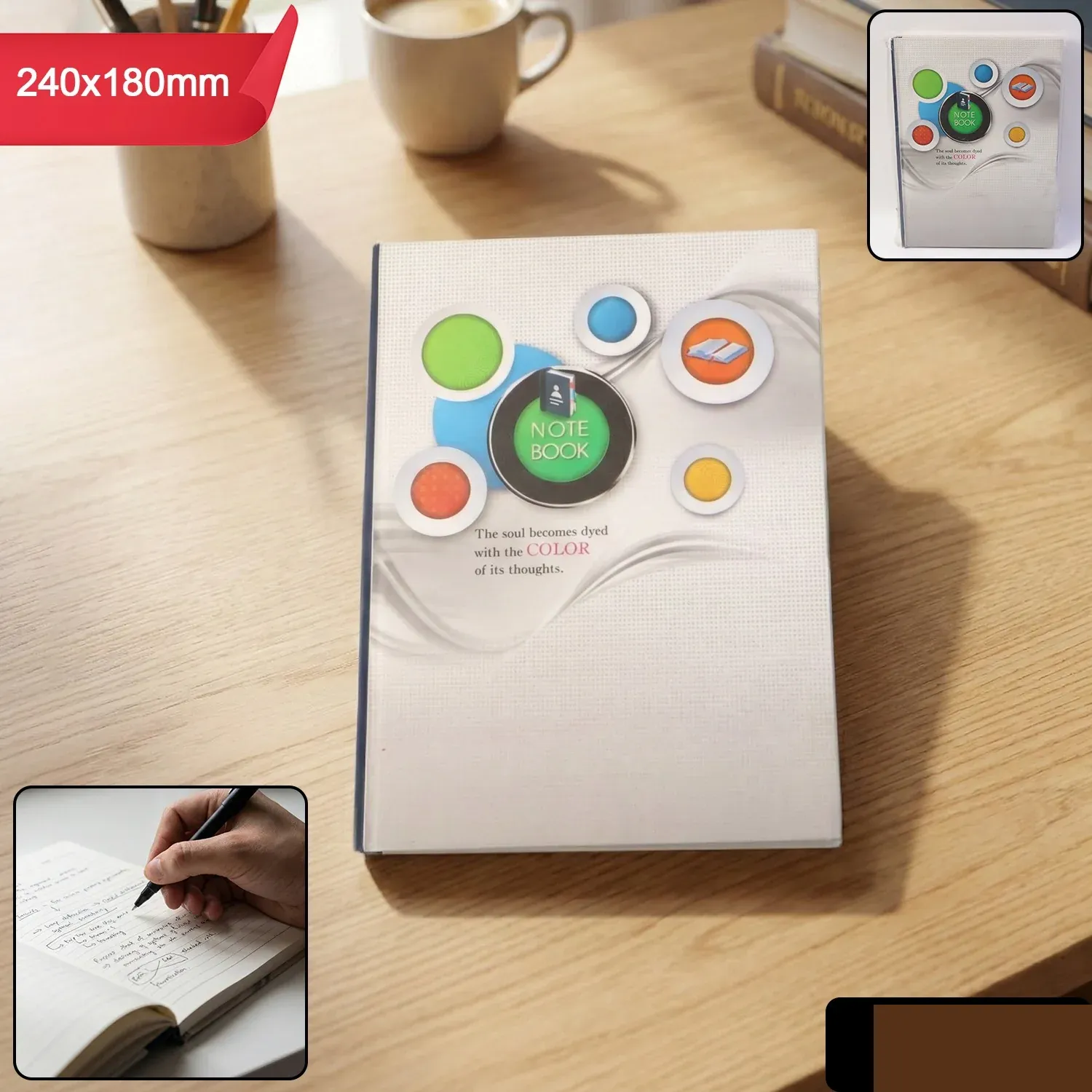 Hardbound Ruled Diary – Durable 100-Page Notebook 240x180mm - Detailed Feature View 1