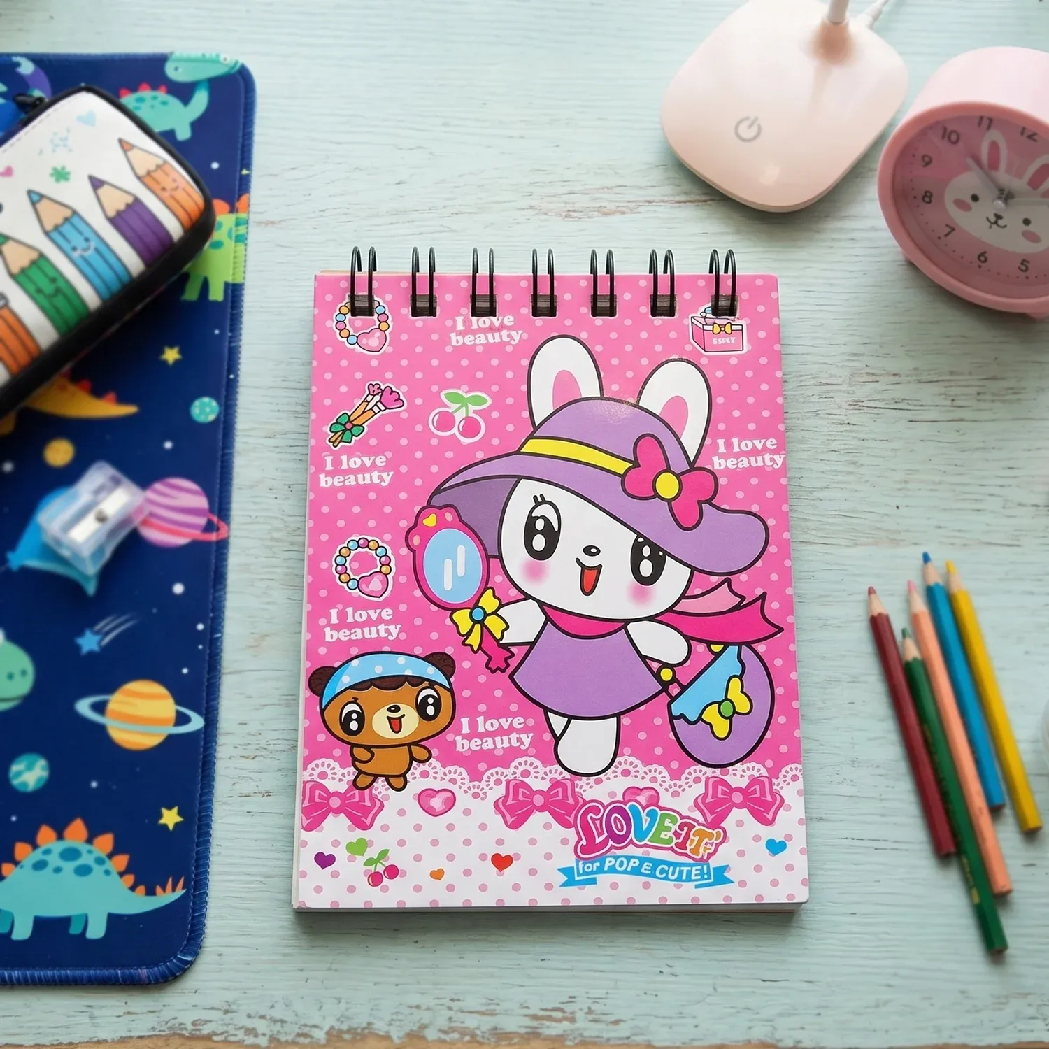 Kids Stationery Set – 7-in-1 Cute Pink Gift Pack for Girls - Detailed Feature View 2