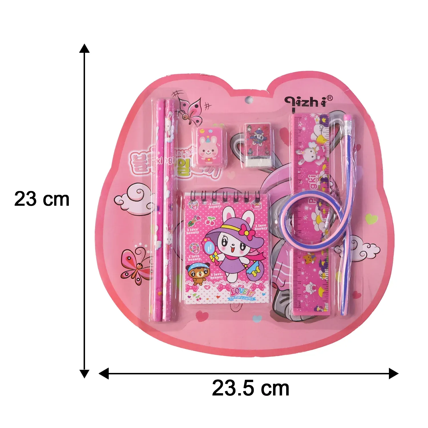 Kids Stationery Set – 7-in-1 Cute Pink Gift Pack for Girls - Detailed Feature View 5