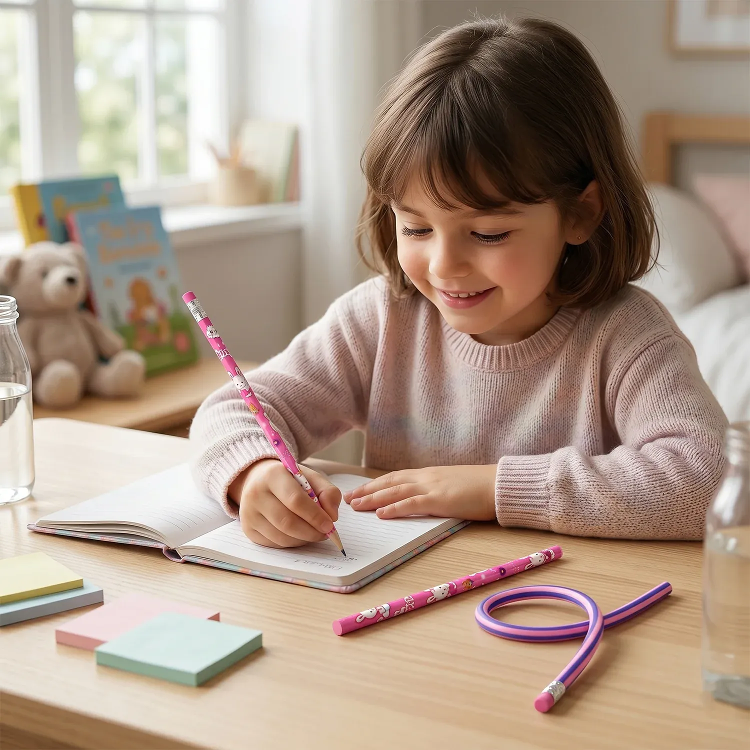 Kids Stationery Set – 7-in-1 Cute Pink Gift Pack for Girls - Detailed Feature View 6