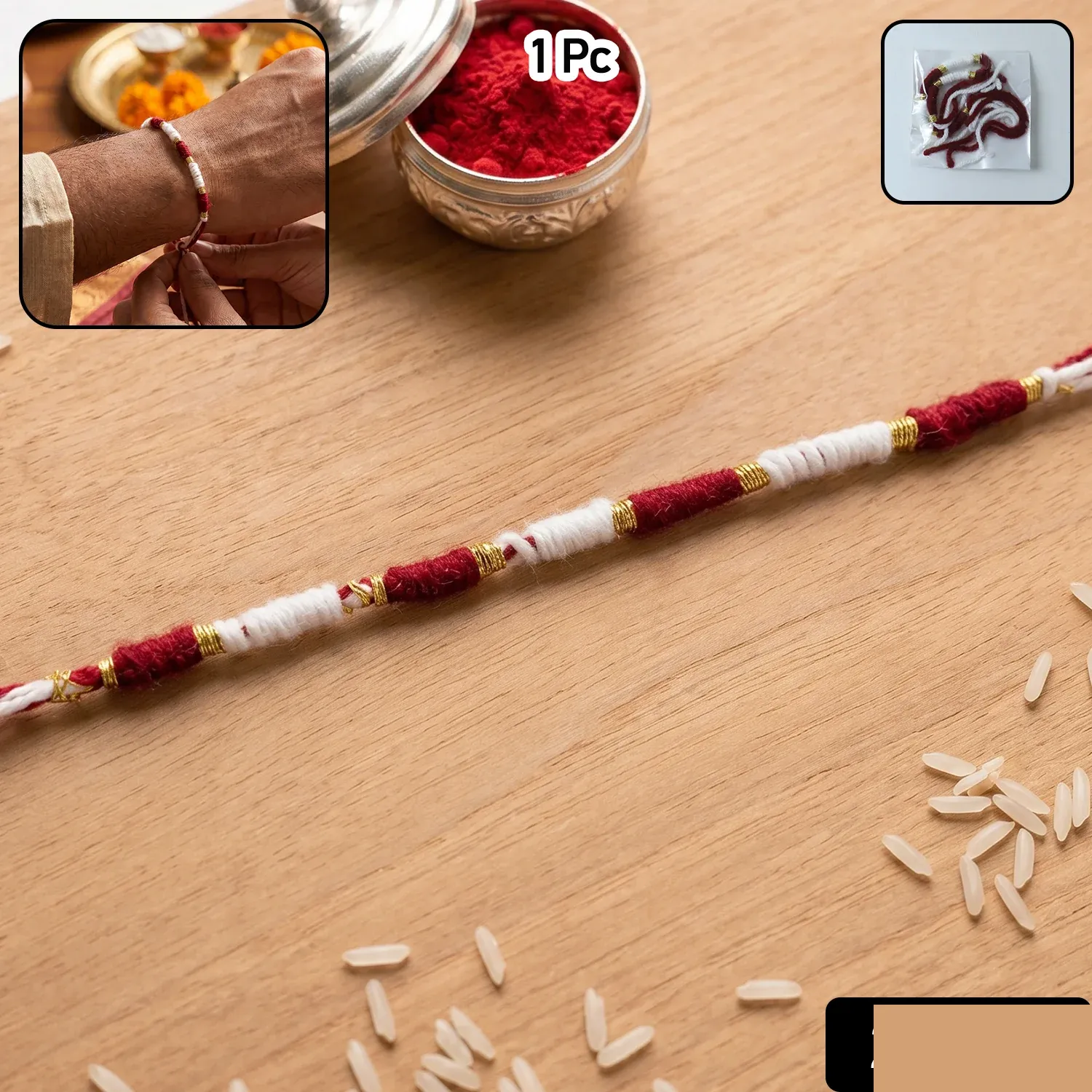 Premium Traditional Pearl Beaded Rakhi – Elegant Festive Design for Raksha Bandhan - Buy Online at Alikart