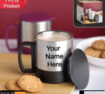 Stainless Steel Coffee Cup – Insulated Lid & Handle, Easy Carry