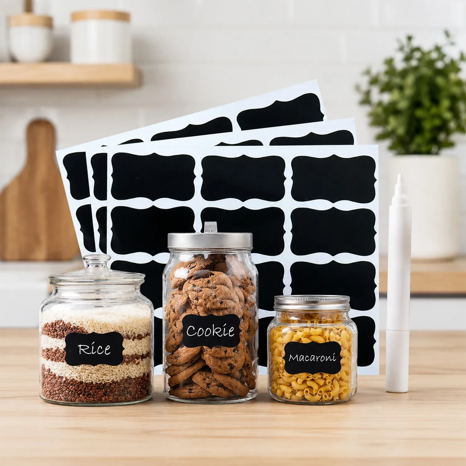 Premium Fancy Shape Chalkboard Sticker Labels with Marker Pen, Jar Labels (1 Set) - Buy Online at Alikart