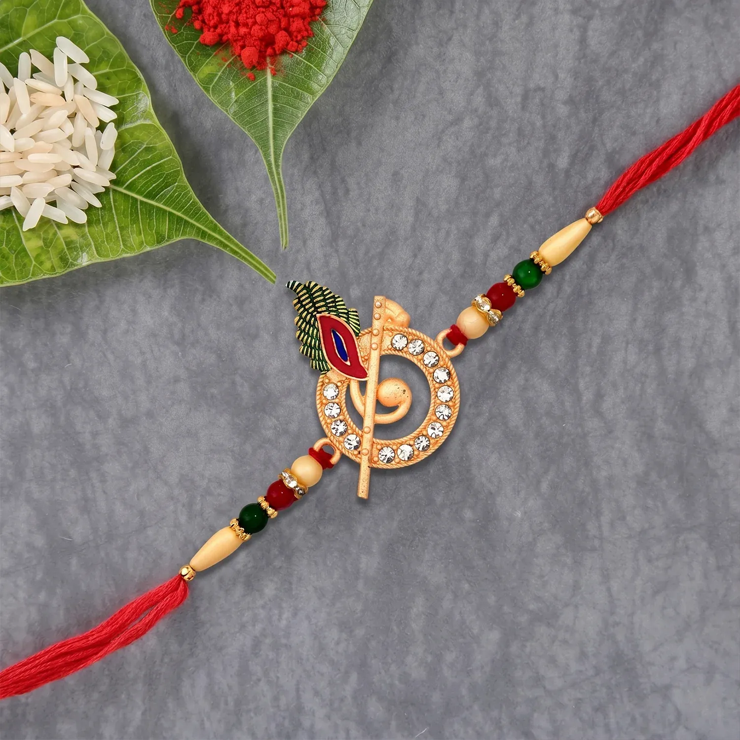 Lord Krishna Motif Rakhi – Divine Blessings for Rakshabandhan - Detailed Feature View 1