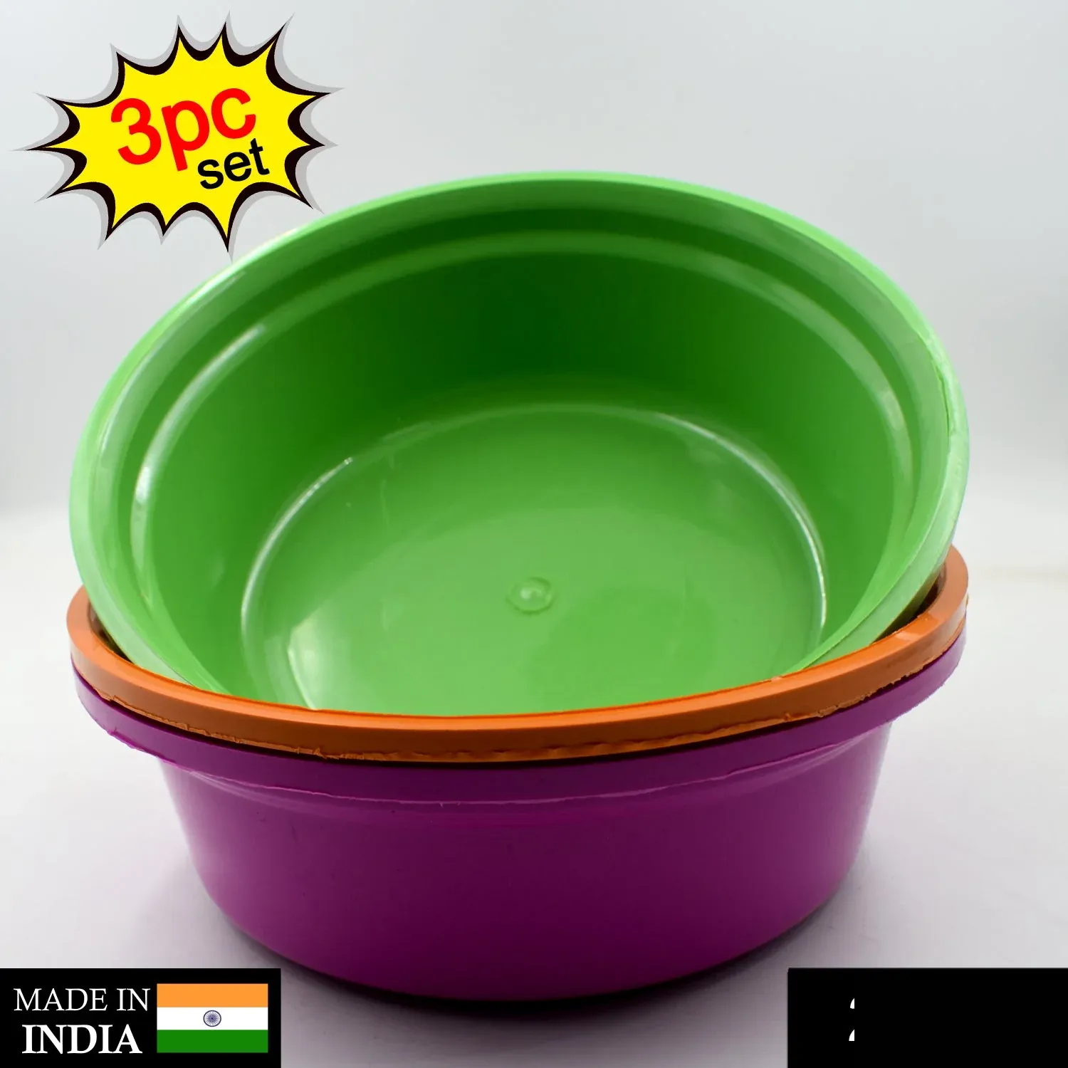 Plastic Storage Bowls Set of 3 – Multipurpose & Durable | Storenzo - Detailed Feature View 1