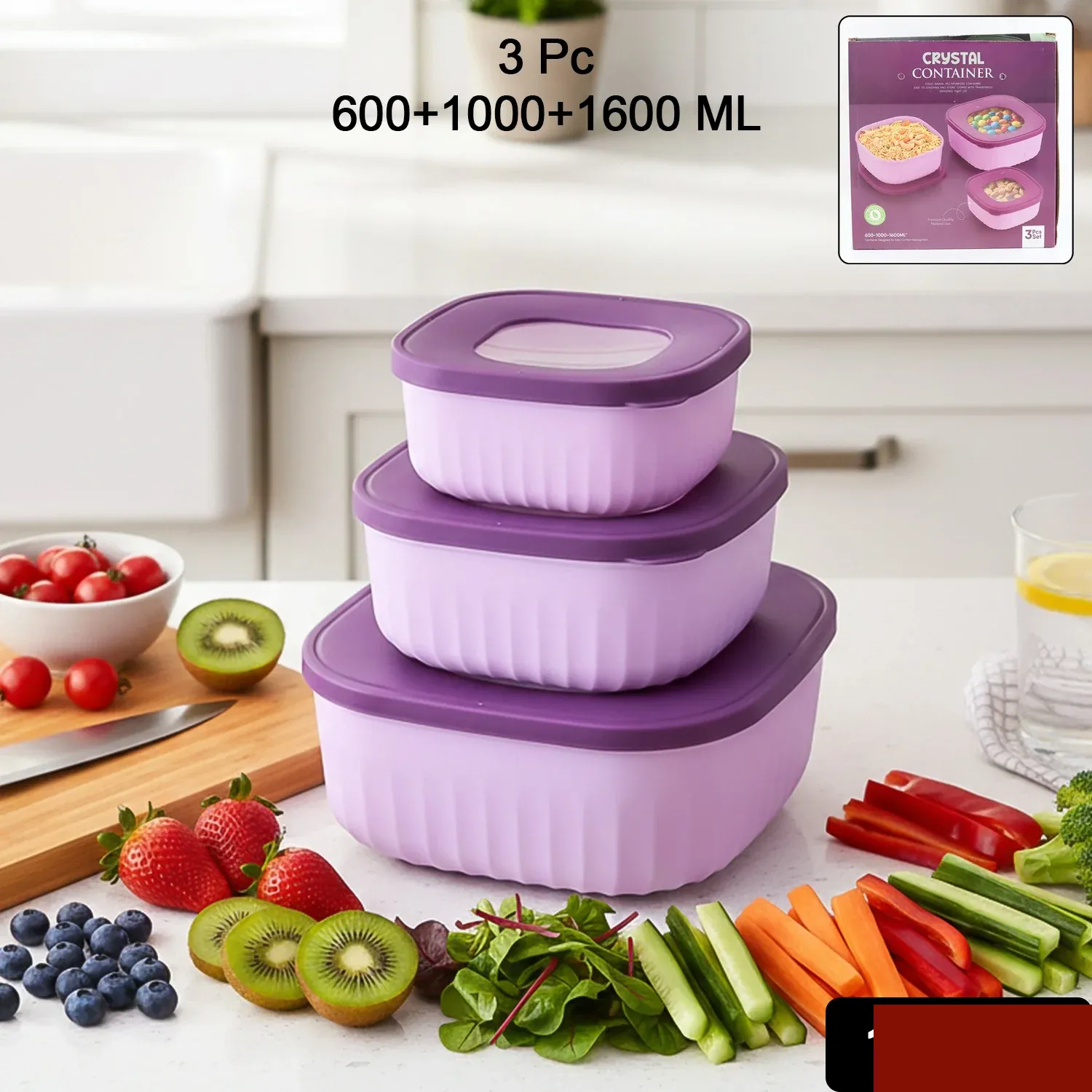Food Storage Container Set – Leak-Resistant, Stackable 3-Piece - Detailed Feature View 1