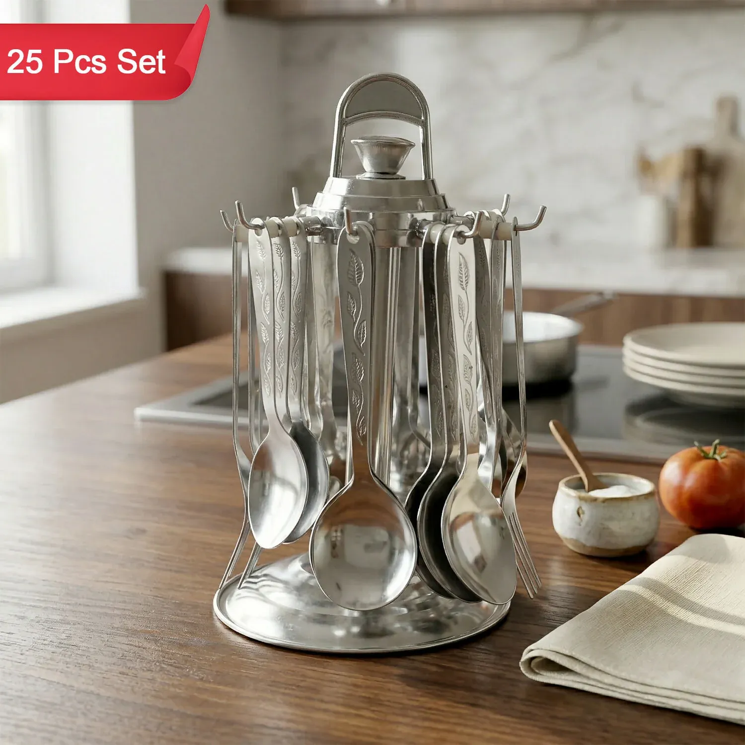 Premium Stainless Steel Cutlery Set – Elegant 25-Piece Dining Collection - Buy Online at Alikart
