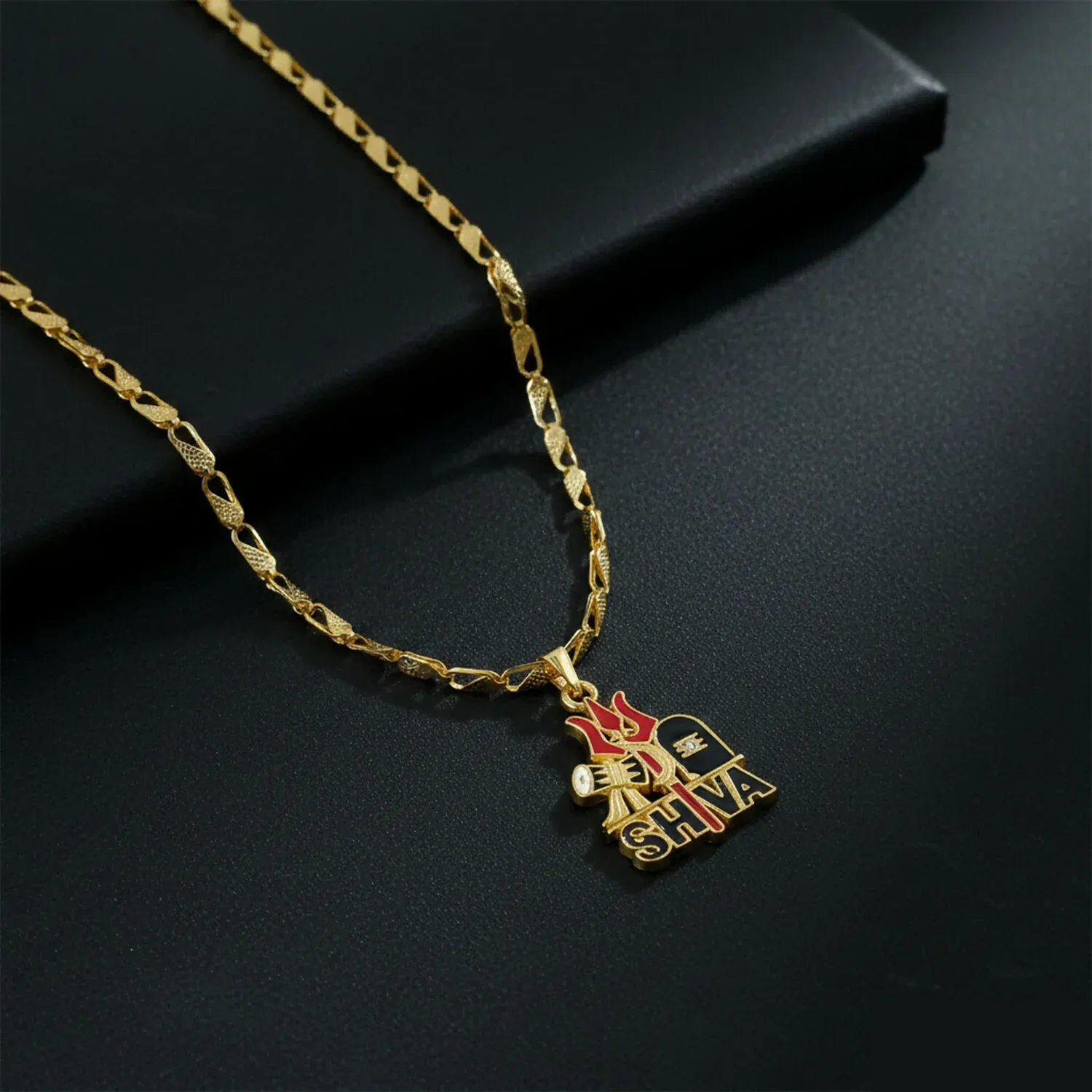 Shiva Trishul Pendant – Gold-Plated Spiritual Jewelry with Designer Chain - Detailed Feature View 2