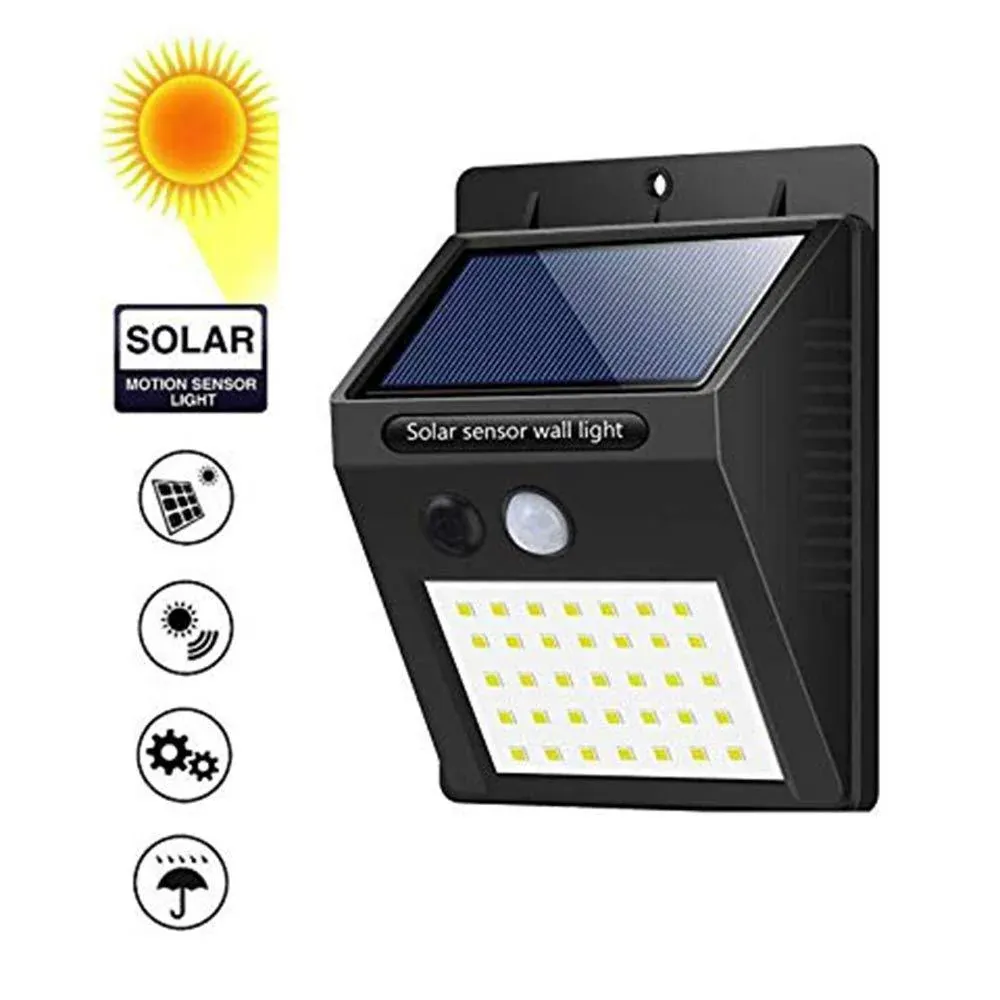 Solar Security LED Light – 30-LED Outdoor Wall | AutoSafeo - Detailed Feature View 4