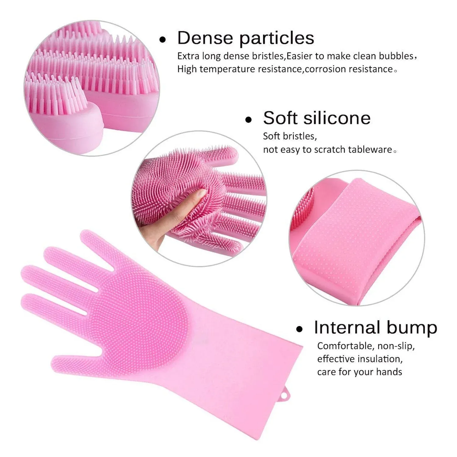 Silicone Cleaning Gloves – Multicolor Reusable Scrubber | Velvet Wipe - Detailed Feature View 6