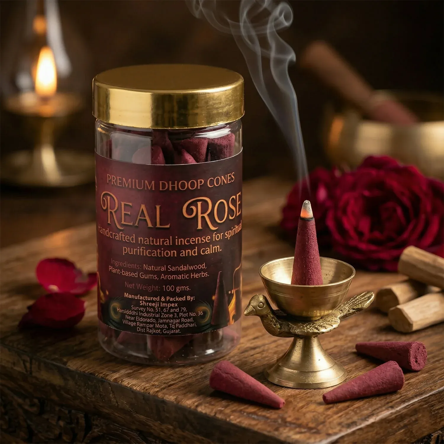 Premium Real Rose Dhoop Cones – Natural, Long-Lasting Fragrance for Meditation - Buy Online at Alikart