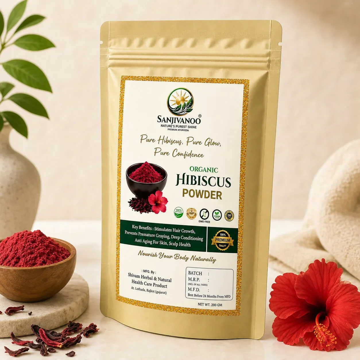 Sanjivanoo Hibiscus Powder Hair Growth Skin Care Herbal (200 GM) - Detailed Feature View 4