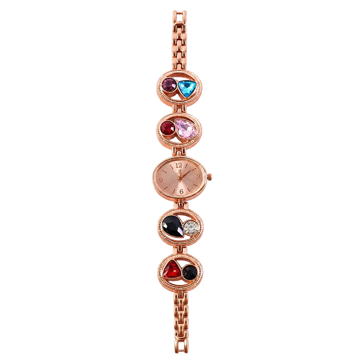 Rose Gold Bracelet Watch – Women's Analog with Crystal Stones - Detailed Feature View 4
