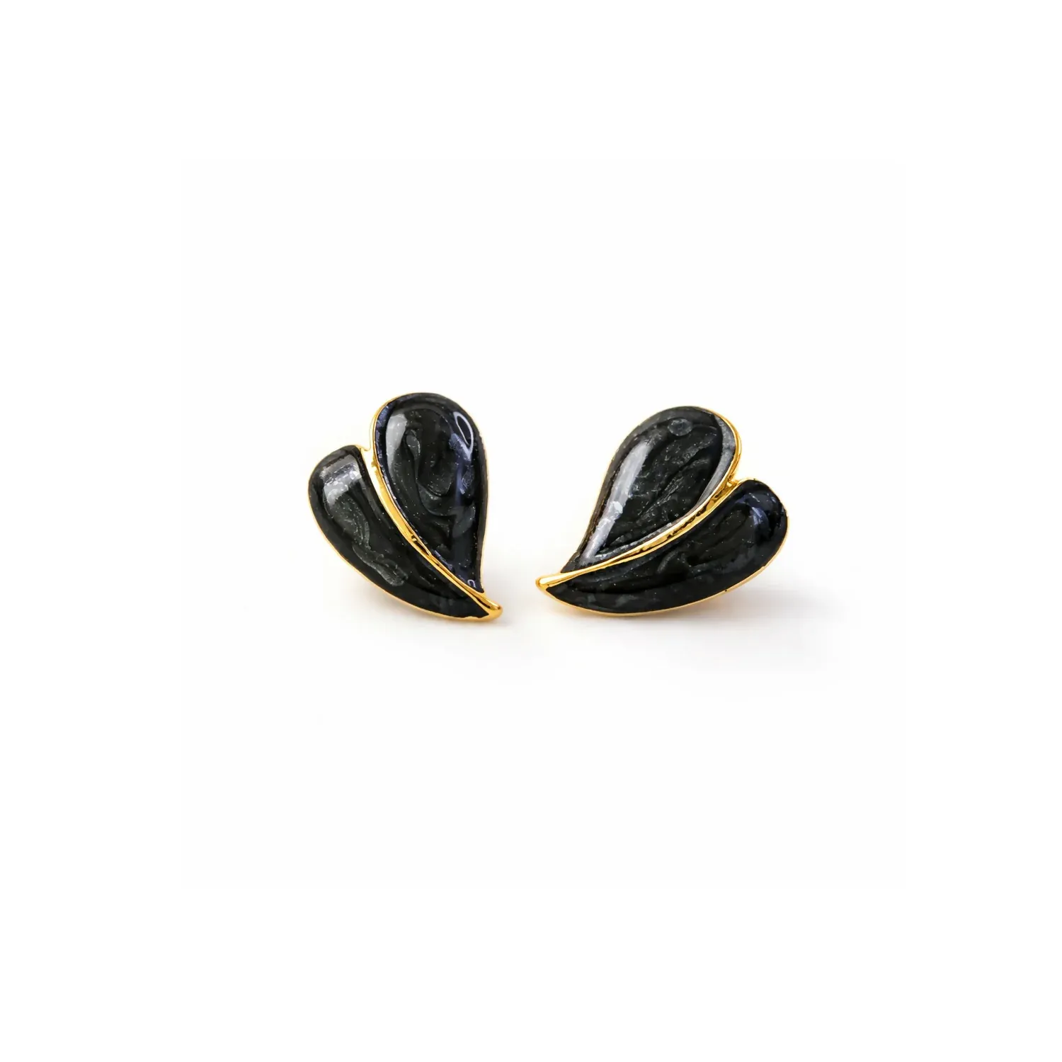 Stud Earrings – Elegant Leaf Design with Glossy Finish - Detailed Feature View 4
