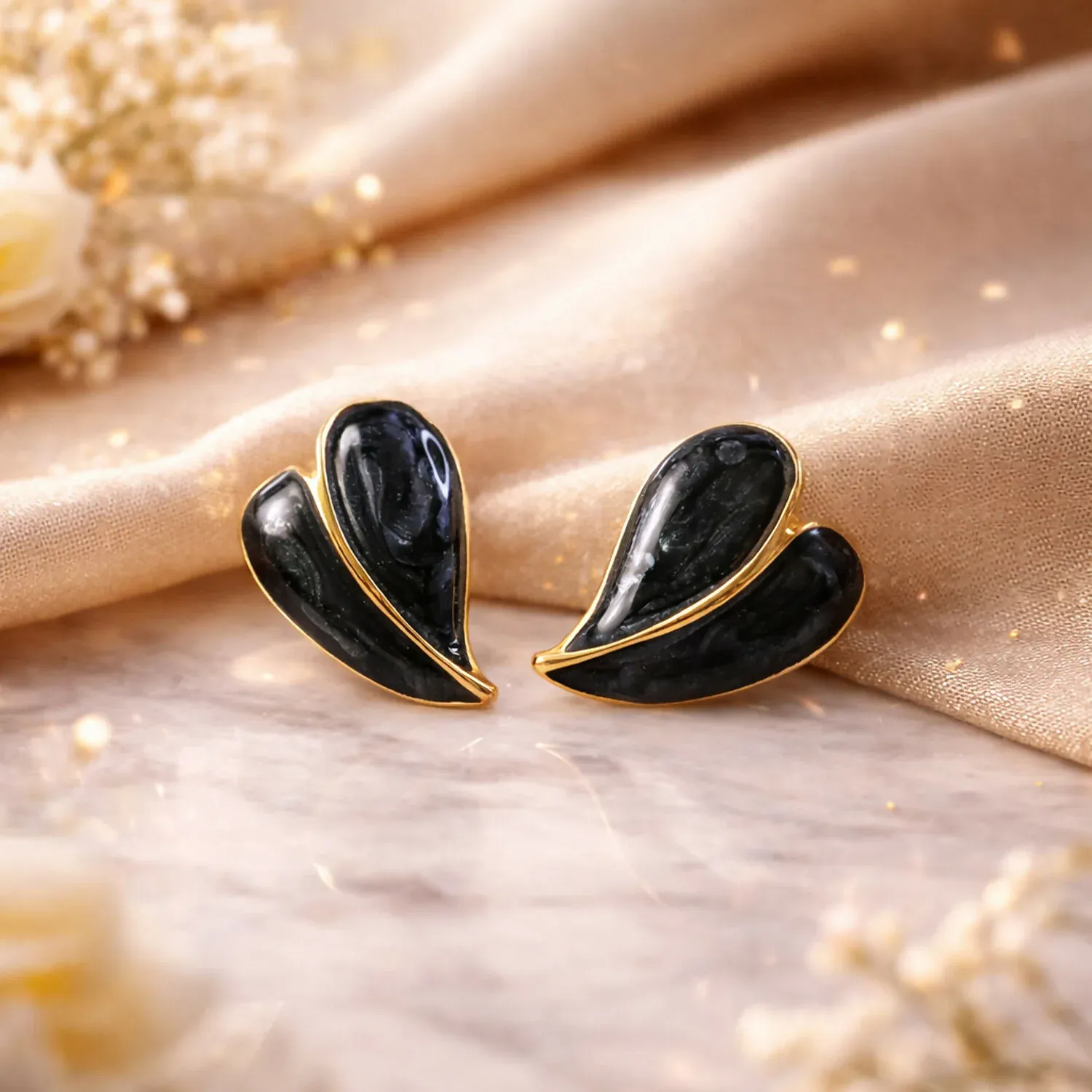 Premium Stud Earrings – Elegant Leaf Design with Glossy Finish - Buy Online at Alikart
