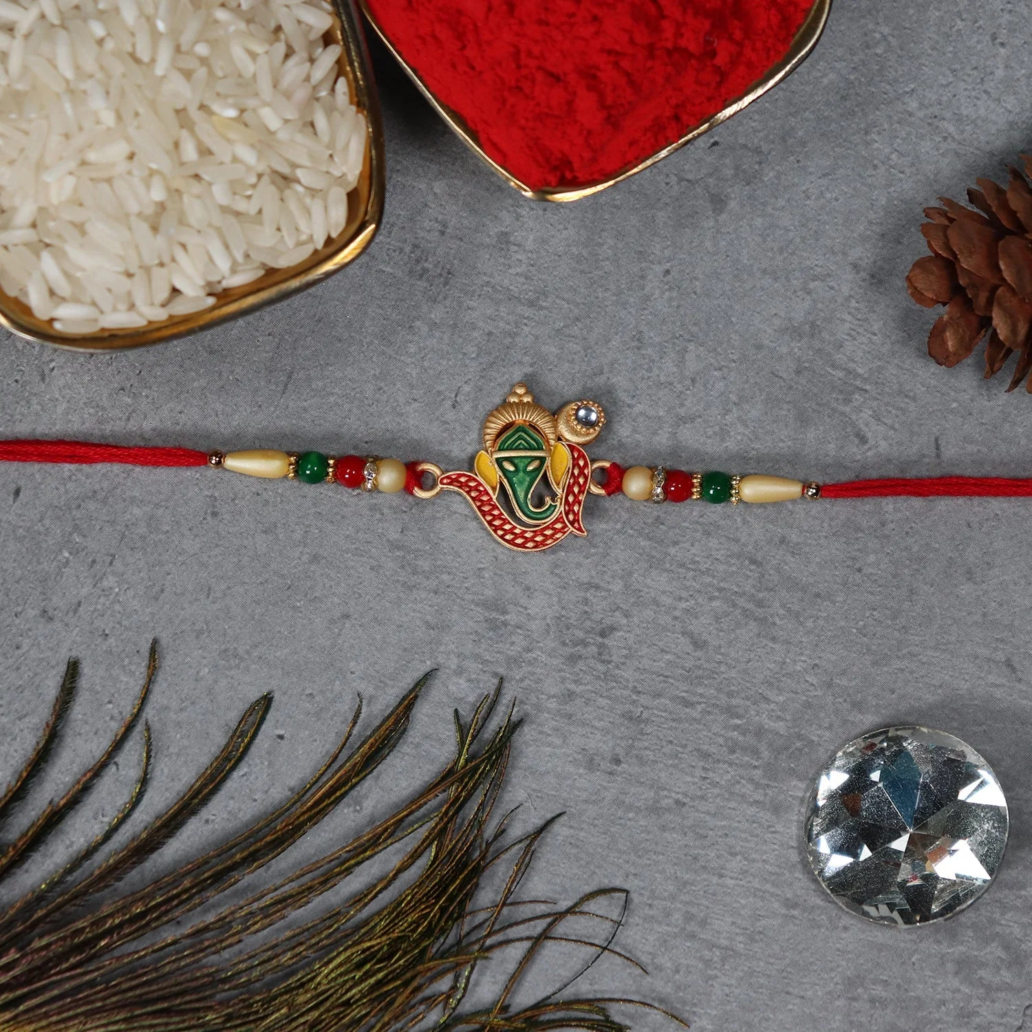 Ganpati Rakhi, Handcrafted traditional thread for Rakshabandhan - Detailed Feature View 1