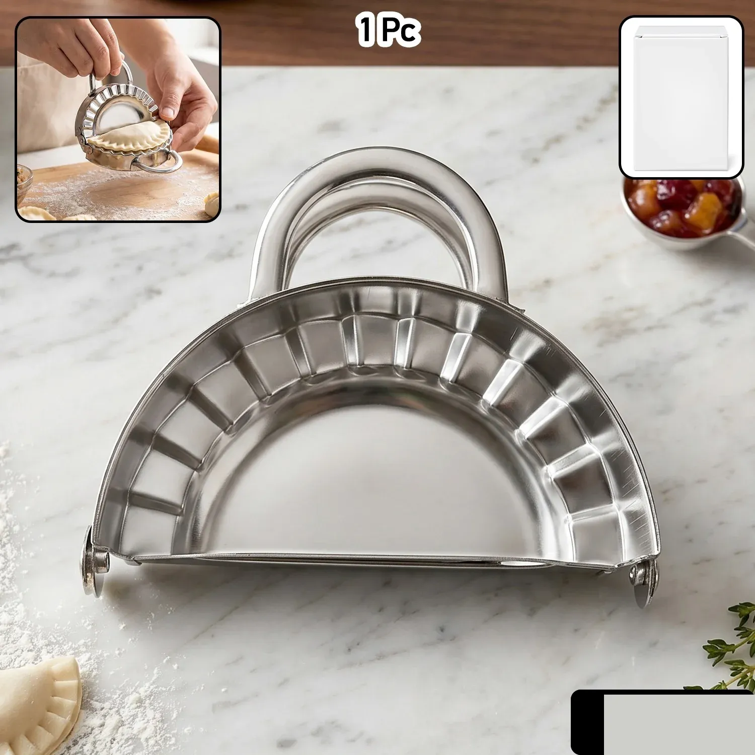 Stainless Steel Dumpling & Gujiya Maker – Durable & Easy to Use - Detailed Feature View 1
