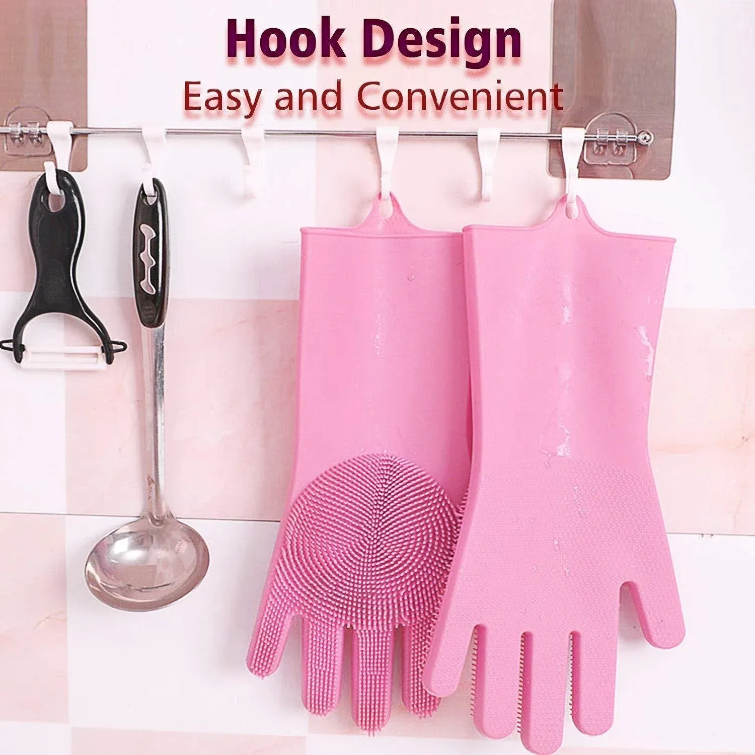 Premium Silicone Cleaning Gloves – Multicolor Reusable Scrubber | Velvet Wipe - Buy Online at Alikart