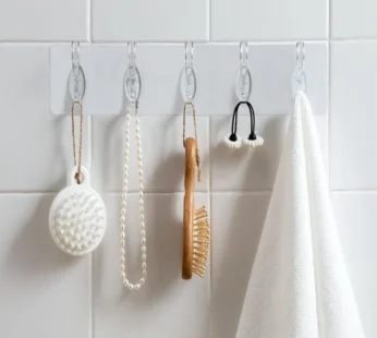 Adhesive Wall Hooks – Transparent & Heavy-Duty 5 Pc | GlimmerHome