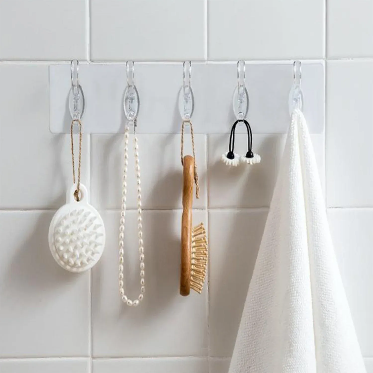 Premium Adhesive Wall Hooks – Transparent & Heavy-Duty 5 Pc | GlimmerHome - Buy Online at Alikart