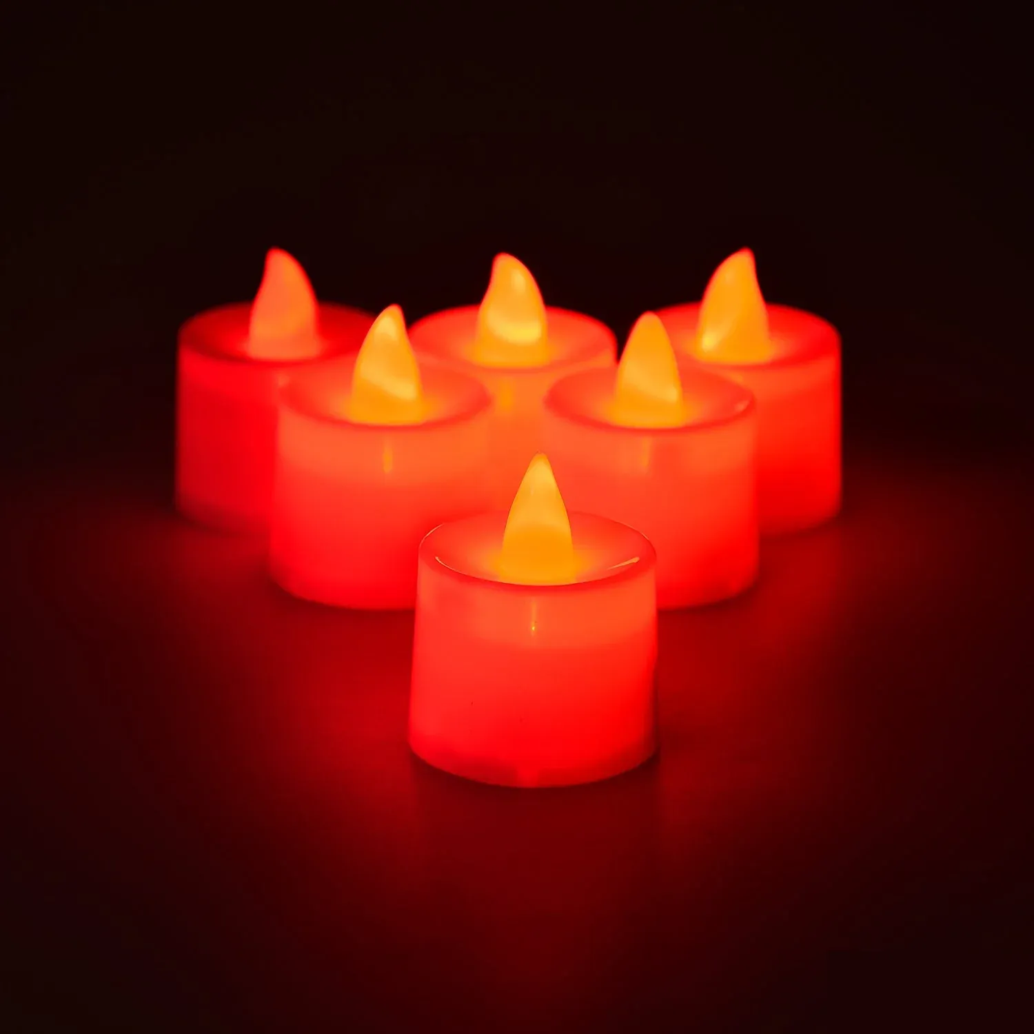 Red LED Flameless Tealight Candles – Safe & Smokeless Ambiance - Detailed Feature View 2