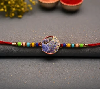 Peacock Rakhi – Vibrant Multicolor Beads for Raksha Bandhan