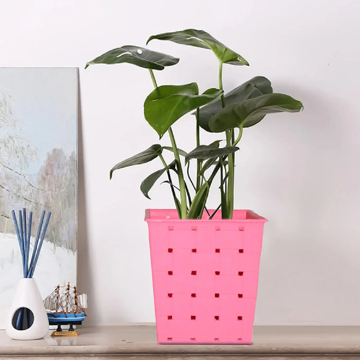 Premium Railing Planter – Square Dotted Design for Balconies | Indo Glow - Buy Online at Alikart